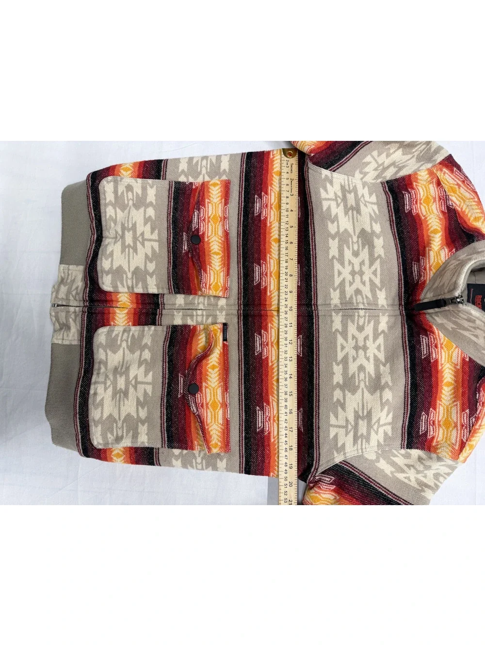 Rock & Roll Denim Men's Medium Cotton Fleece Jacket with Southwestern Pattern